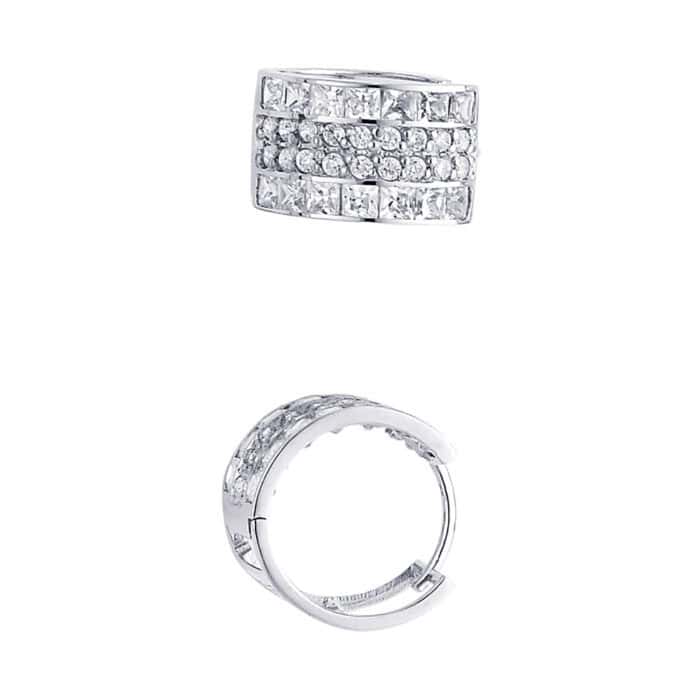14K White Gold 10mm Cubic Zirconia Huggies Earrings - Image 2