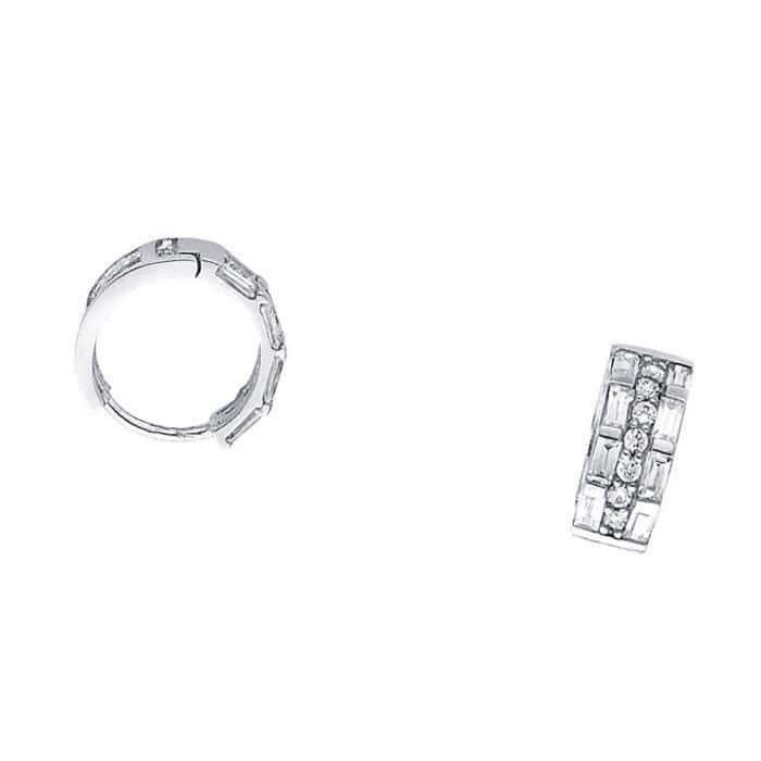 14K White Gold 6mm Cubic Zirconia Huggies Earrings - Image 2