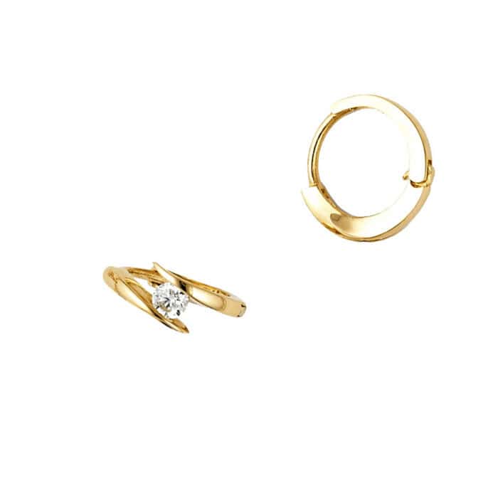 14K Yellow Gold Cubic Zirconia Huggies Earringsrings - Image 3