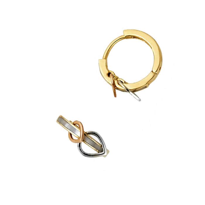 14K Yellow Gold 5mm Heart Huggies Earrings - Image 3