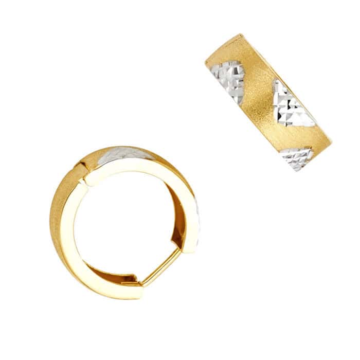 14K Two Tone Gold 5mm Huggies Earrings - Image 2