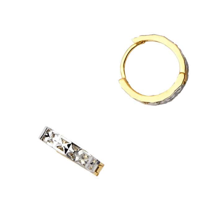 14K Two Tone Gold Cubic Zirconia Huggies Earringsrings - Image 2