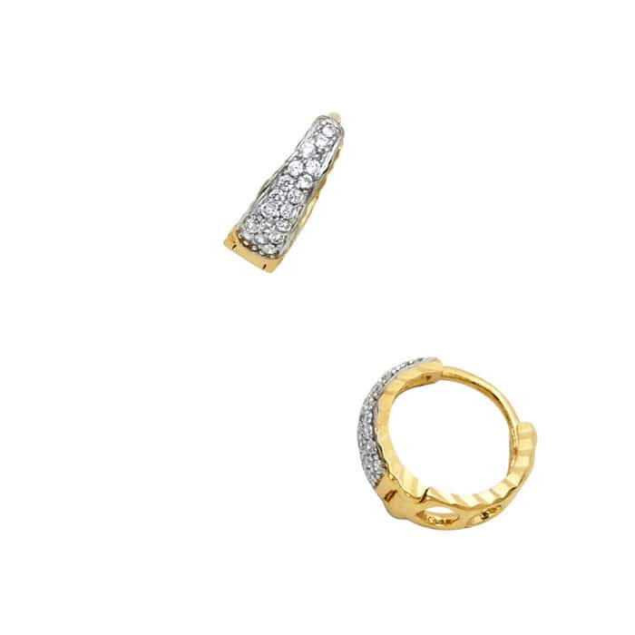 14K Yellow Gold Cubic Zirconia Huggies Earring - Image 3