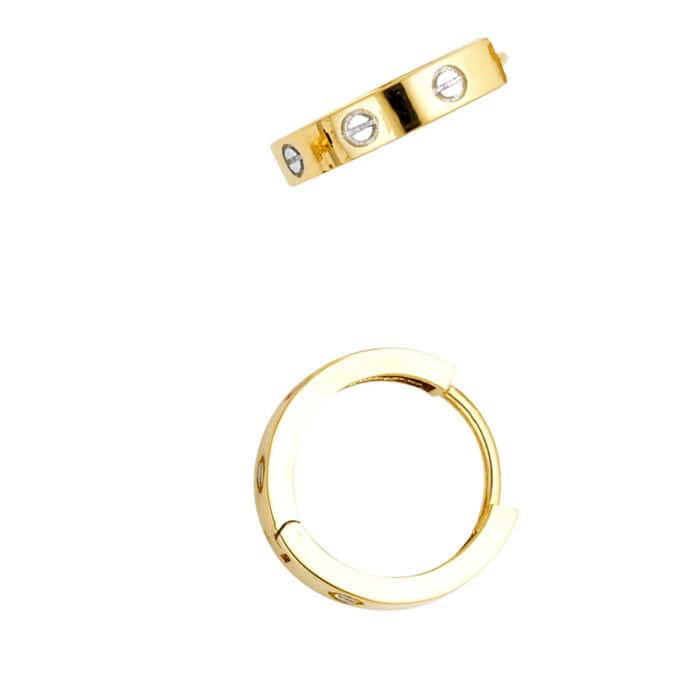 14K Yellow Gold 3mm Huggies Earrings - Image 2