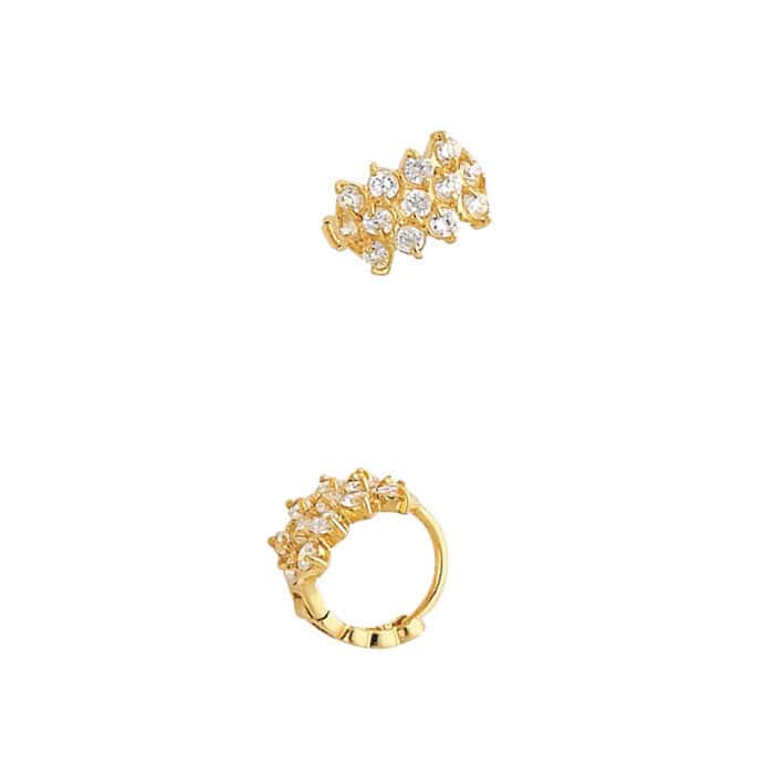 14K Yellow Gold Cubic Zirconia Huggies Earrings - Image 3