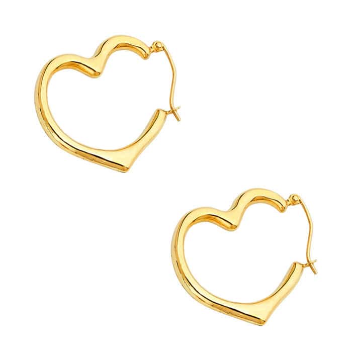 14K Yellow Gold 4mm Heart Earrings - Image 2