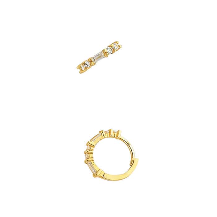 14K Yellow Gold Cubic Zirconia Huggies Earrings - Image 2