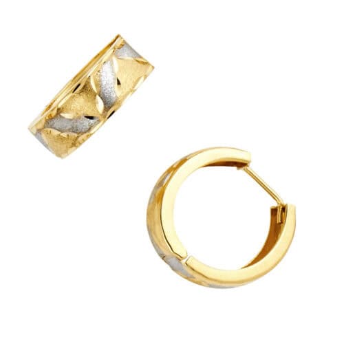 14K Two Tone Gold 5mm Huggies Earrings