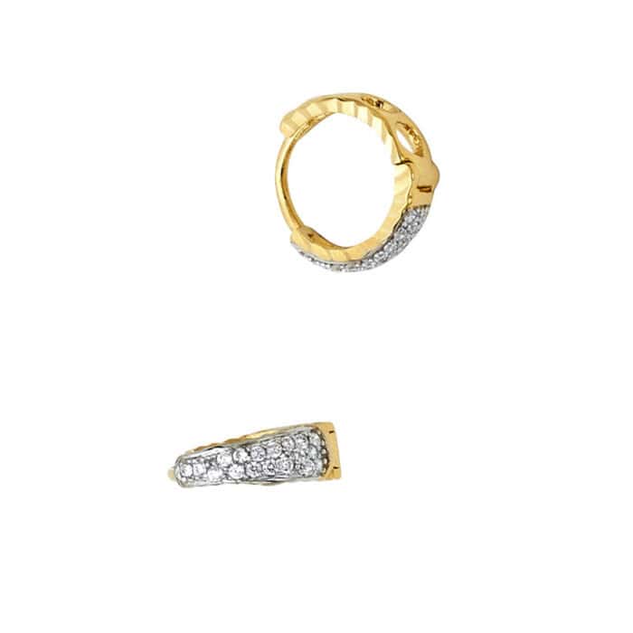 14K Yellow Gold Cubic Zirconia Huggies Earring - Image 2