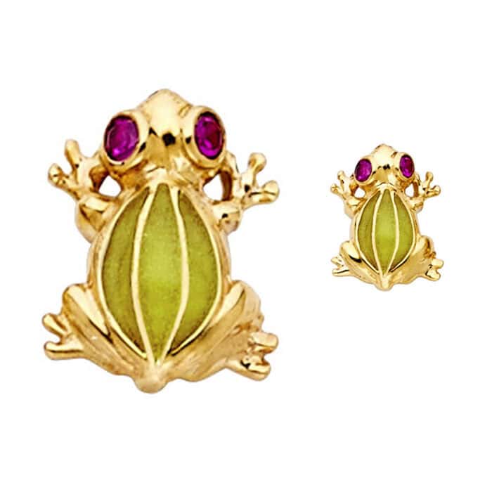 14K Yellow Gold Frog Post Earrings - Image 3