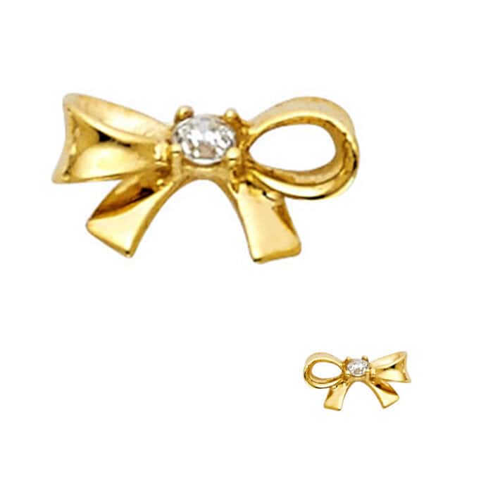 14K Yellow Gold Stud Earrings w/Screw - Image 3