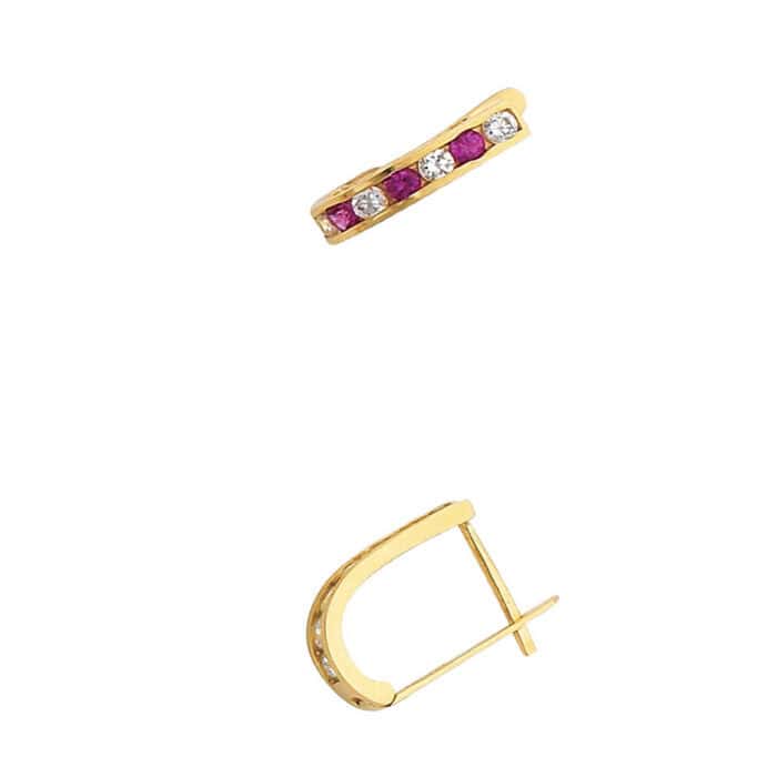 14K Yellow Gold 2mm Cubic Zirconia Huggies Earrings - Image 2