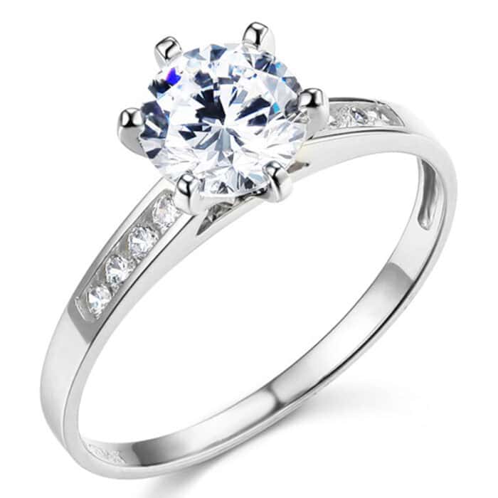 14K White Gold Cubic Zirconia Engagement Ring