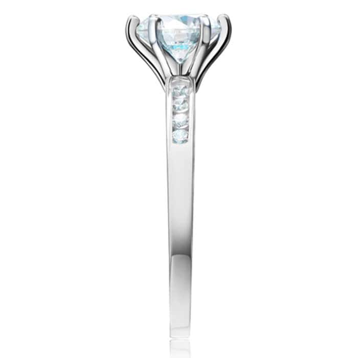 14K White Gold Cubic Zirconia Engagement Ring - Image 3