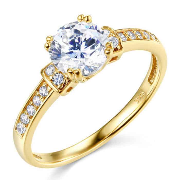 14K Yellow Gold Cubic Zirconia Engagement Ring