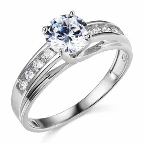 14K White Gold Cubic Zirconia Engagement Ring
