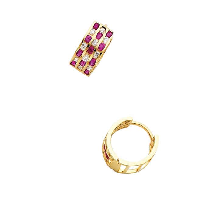 14K Yellow Gold 5mm Cubic Zirconia Huggies Earrings - Image 2