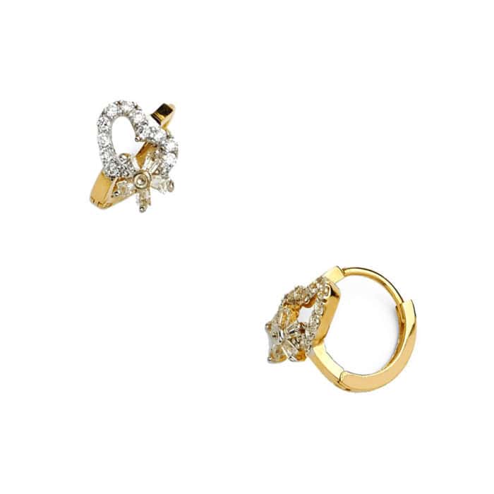 14K Yellow Gold Cubic Zirconia Huggies Earringsrings - Image 3