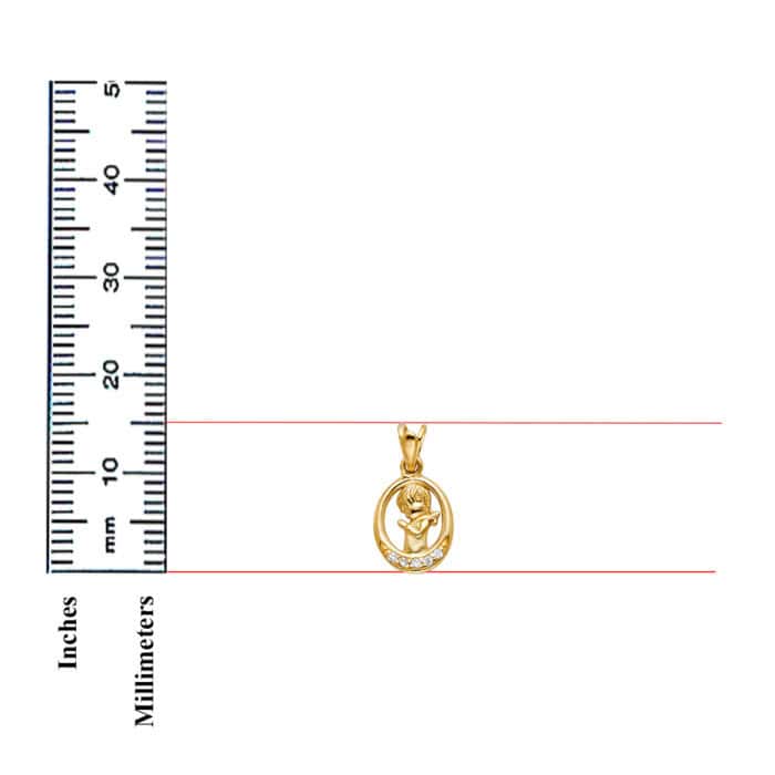 14K Yellow Gold Cubic Zirconia Girl Prayer Religious Pendant - Image 3