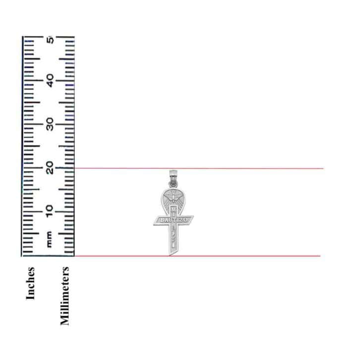 14K White Gold Religious Baptism Cross Pendant - Image 3