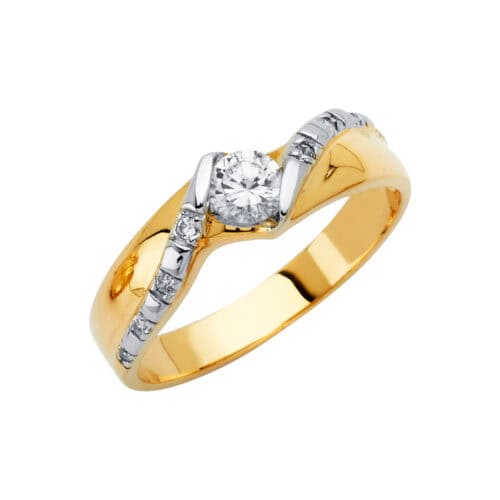 14K Yellow Gold Men's Cubic Zirconia Wedding Band