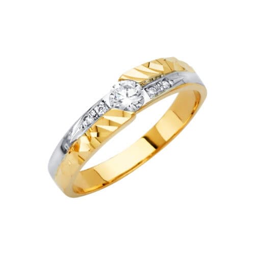 14K Yellow Gold Men's Cubic Zirconia Wedding Band