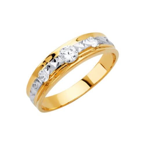 14K Yellow Gold Men's Cubic Zirconia Wedding Band