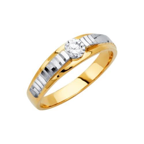 14K Yellow Gold Men's Cubic Zirconia Wedding Band