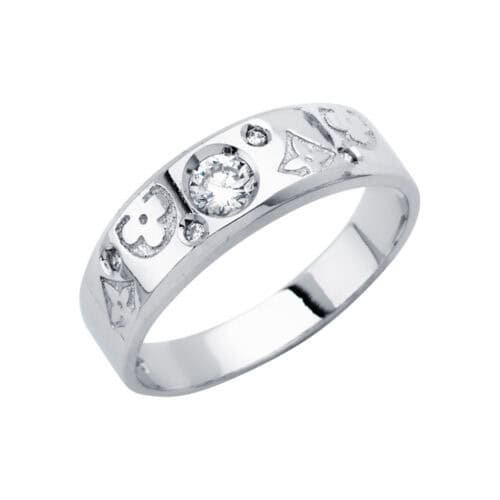 14K White Gold Men's Cubic Zirconia Wedding Band