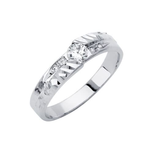 14K White Gold Men's Cubic Zirconia Wedding Band