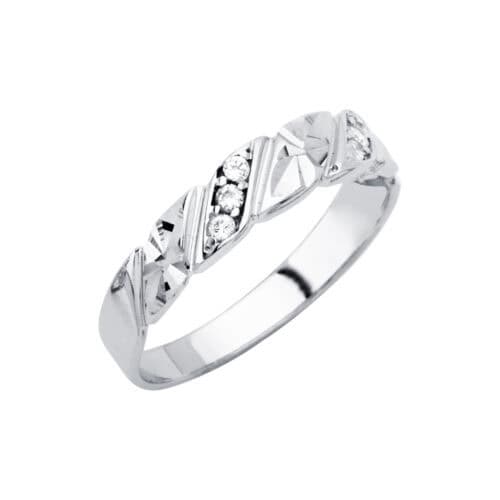 14K White Gold Men's Cubic Zirconia Wedding Band