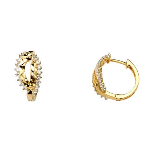 14K Yellow Gold Cubic Zirconia Huggies Earringsrings