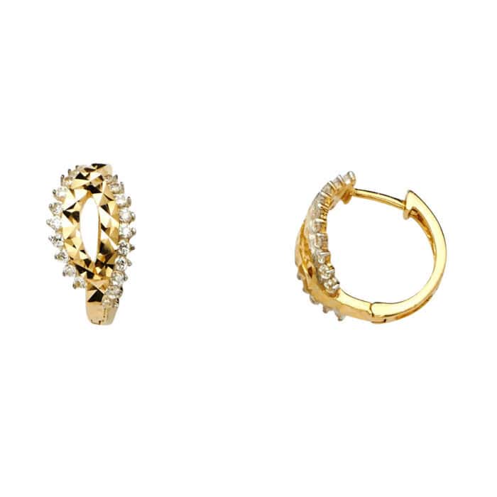 14K Yellow Gold Cubic Zirconia Huggies Earringsrings