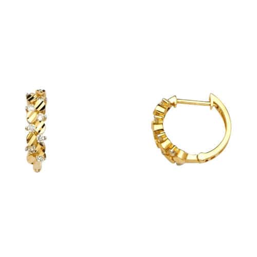 14K Yellow Gold Cubic Zirconia Huggies Earringsrings