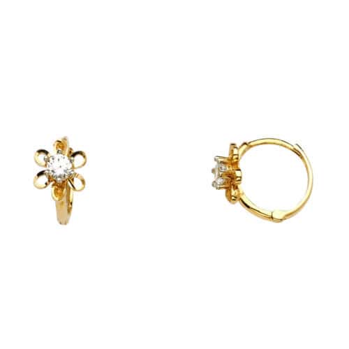14K Yellow Gold Cubic Zirconia Huggies Earringsrings