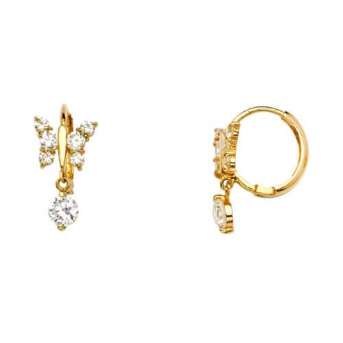 14K Yellow Gold Cubic Zirconia Huggies Earringsrings