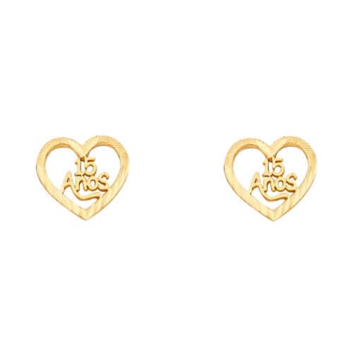 14K Yellow Gold Heart Post Earrings