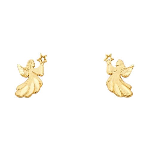 14K Yellow Gold Angel Post Earrings