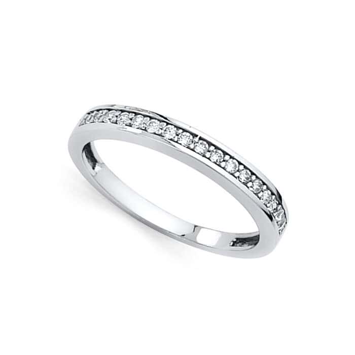 14K White Gold Cubic Zirconia Ladies Wedding Band - Image 2