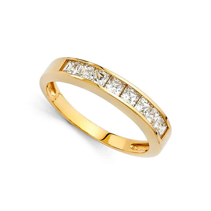 14K Yellow Gold Cubic Zirconia Ladies Wedding Band - Image 2