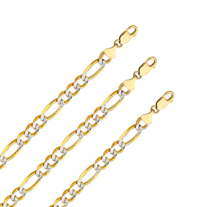 14K Yellow Gold 8.6mm Figaro 3+1 WP Chain - Image 2