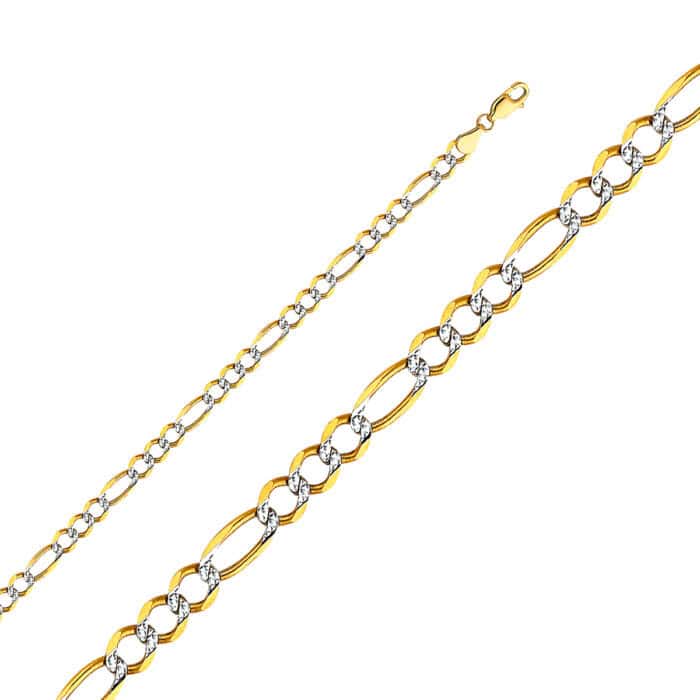 14K Yellow Gold 4.7mm Figaro 3+1 Open WP Chain