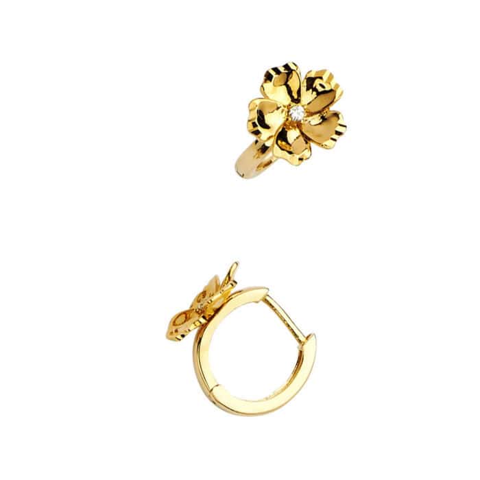 14K Yellow Gold Cubic Zirconia Huggies Earringsrings - Image 3