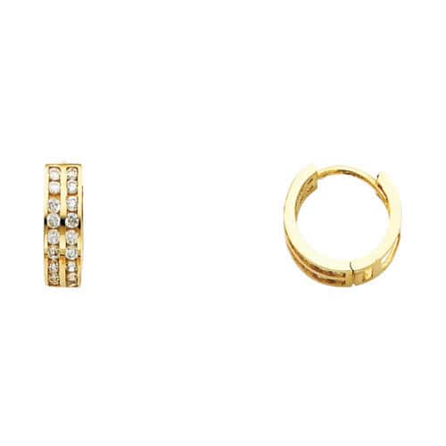 14K Yellow Gold 4mm Cubic Zirconia Huggies Earrings