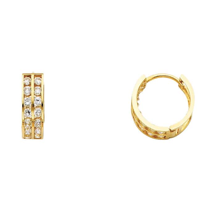 14K Yellow Gold 5mm Cubic Zirconia Huggies Earrings