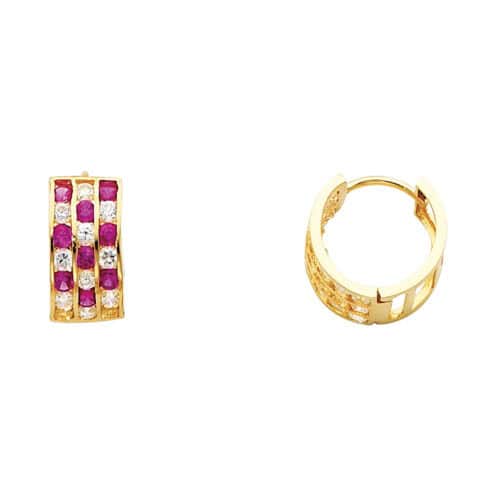 14K Yellow Gold 5mm Cubic Zirconia Huggies Earrings