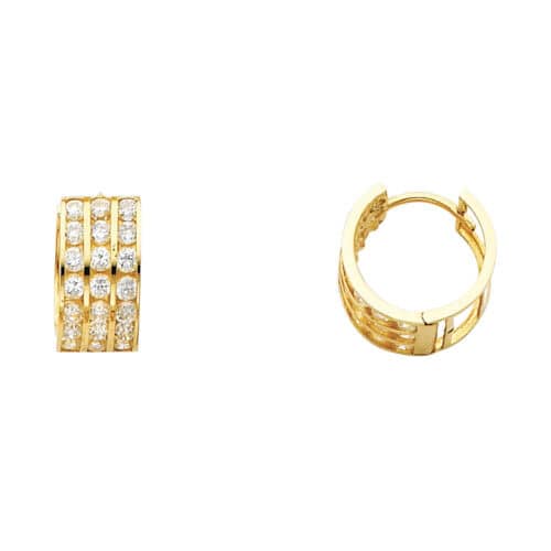 14K Yellow Gold 7mm Cubic Zirconia Huggies Earrings
