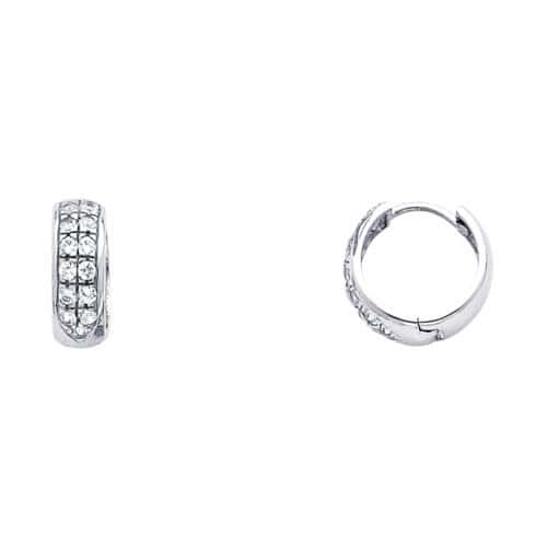 14K White Gold 5mm Cubic Zirconia Huggies Earrings