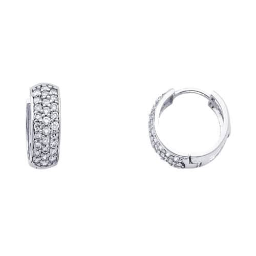 14K White Gold 6mm Cubic Zirconia Huggies Earrings