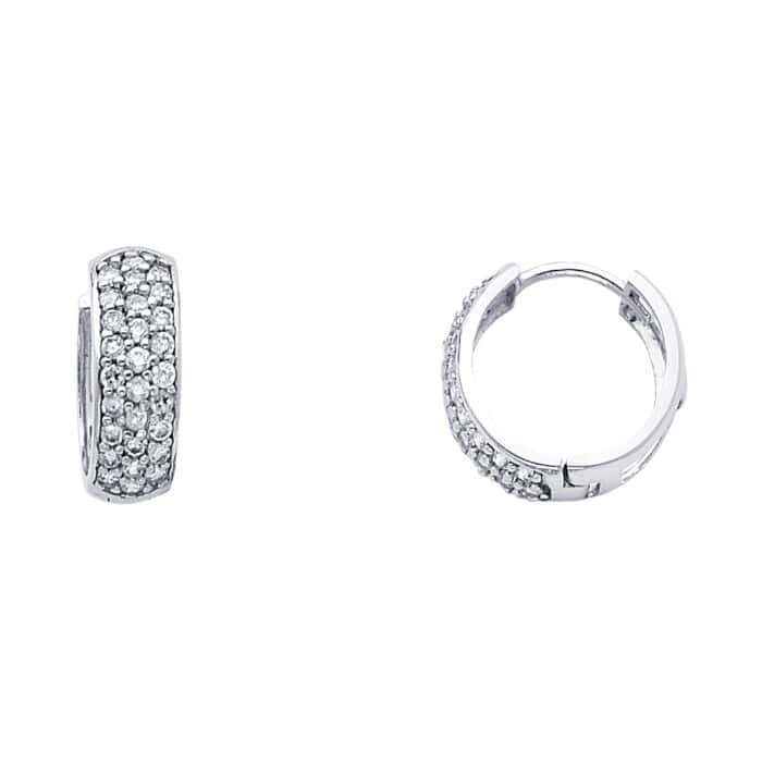 14K White Gold 6mm Cubic Zirconia Huggies Earrings